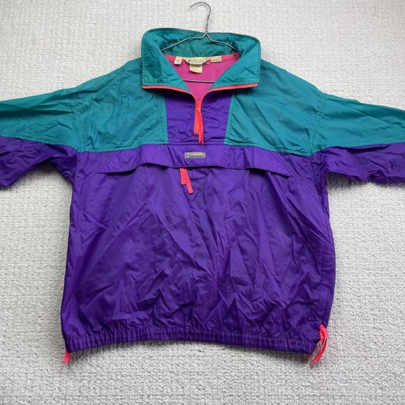 Vintage Columbia Radial Sleeve Neon Color Purple Jacket Windbreaker Men's Size L - Picture 6 of 13